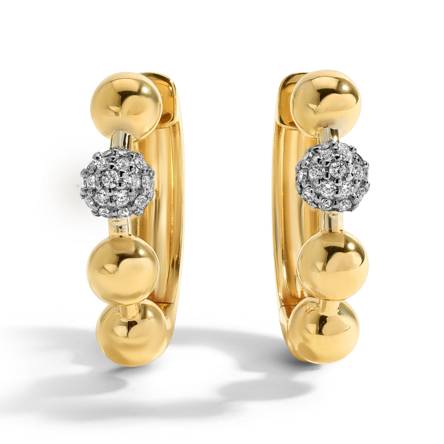 14kt Gold Balls with Diamonds Huggie