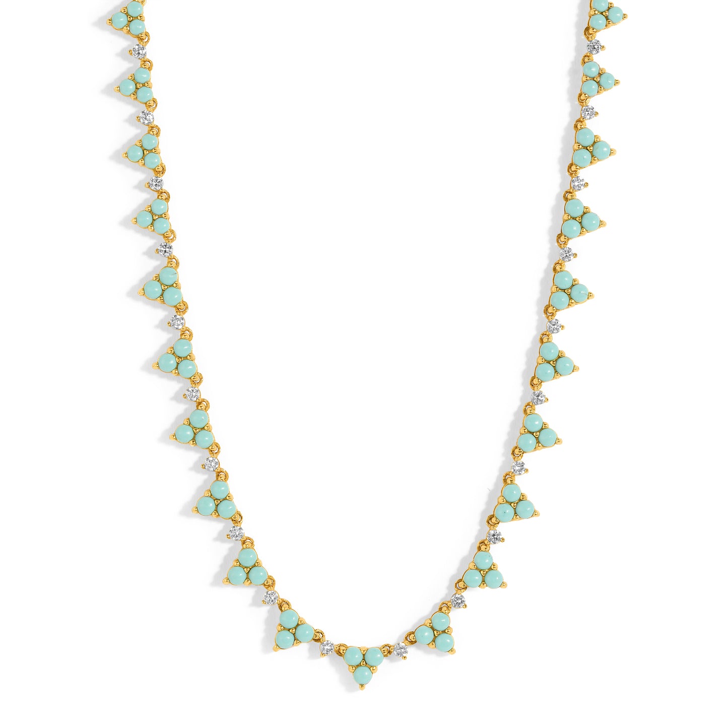 14kt Gold Necklace with Turquoise & Diamonds