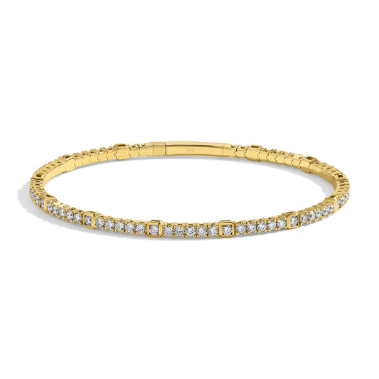 14kt Gold Flexible Square diamond Bangle