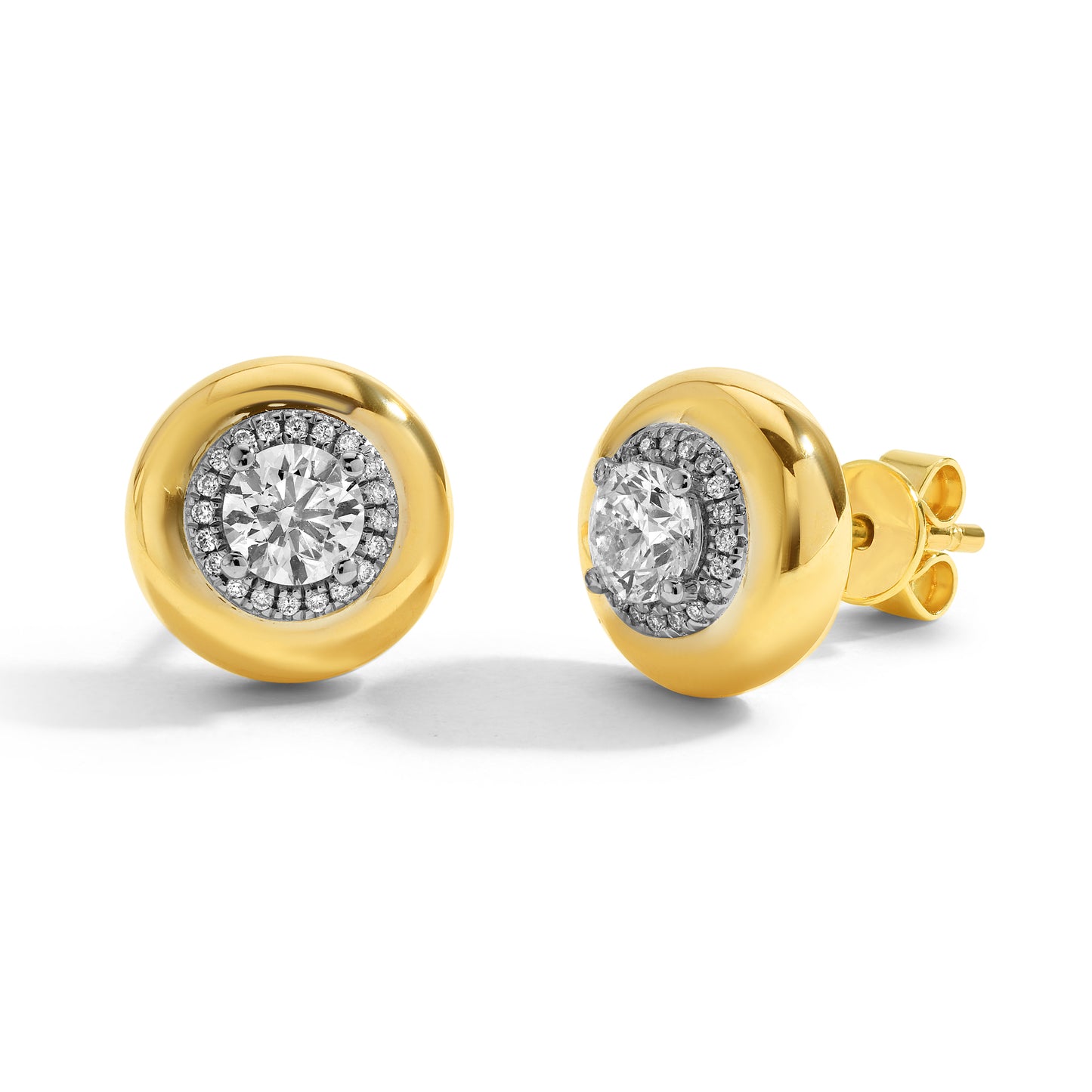 14kt Yellow Gold Diamond Halo Stud Earrings