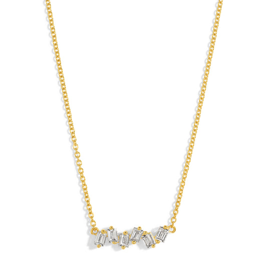 14kt Gold Chain with Offset Baguette Diamonds