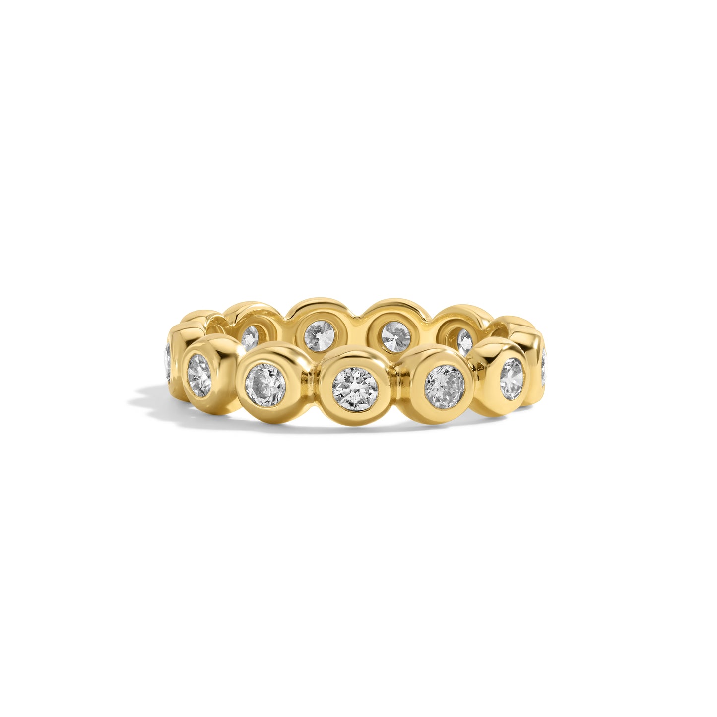14kt Gold Ring with Bezel Diamonds