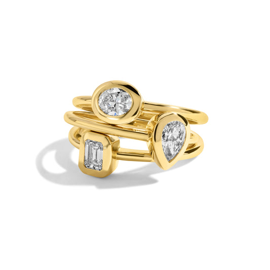 14kt Gold Triple-Stacked Diamond Ring