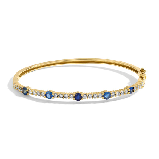 14kt Gold Diamond and Sapphire Bangle