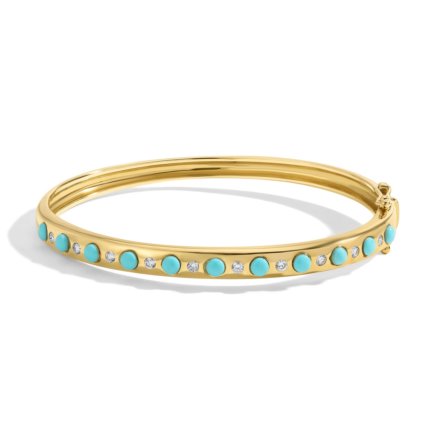 14kt Gold Bangle with Turquoise & Diamonds