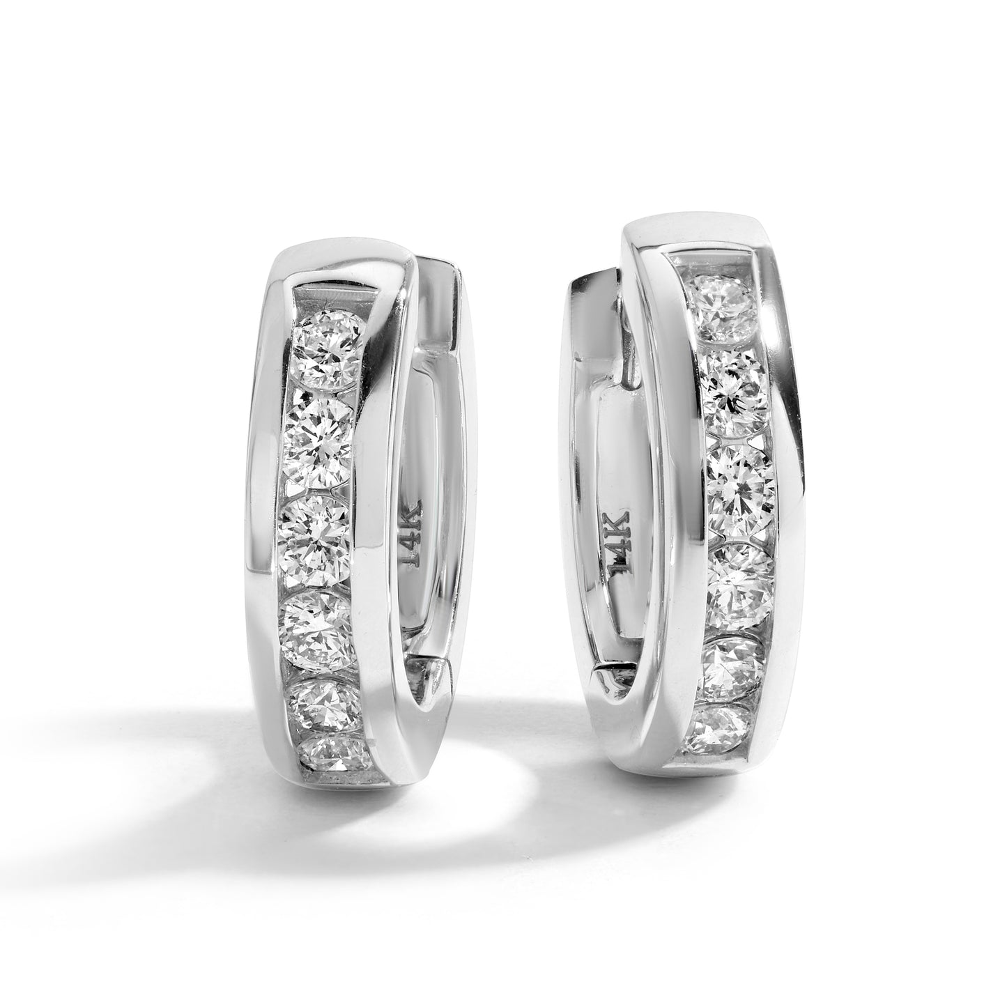 1.00 ct. tw. Channel-set Diamond Hoop Earrings in 14kt white Gold