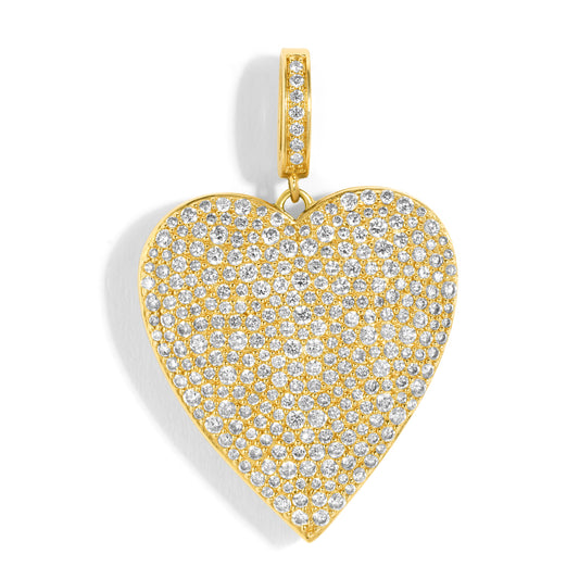 14kt Gold Heart-shaped Locket with Pave Diamonds and Diamond Clasp