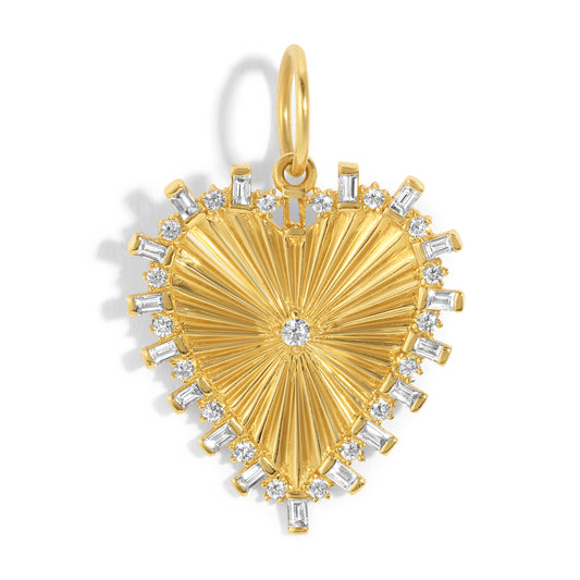 14kt Gold Heart Pendant with Diamond Halo